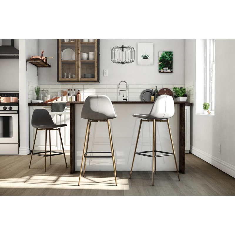DHP Copley Upholstered Barstool Light Grey Wayfair